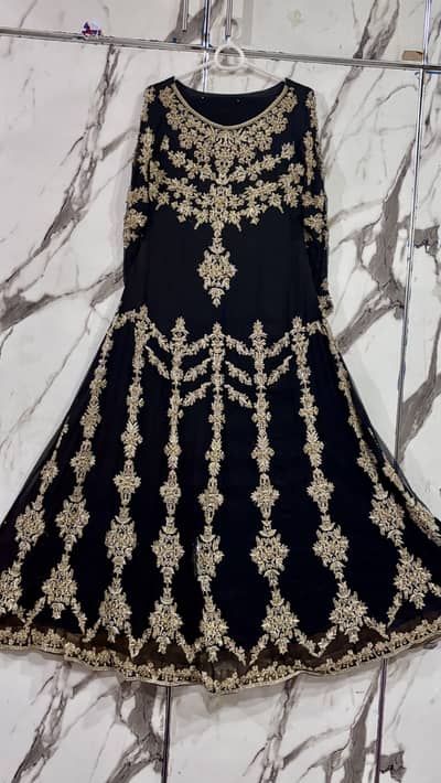 Black fully embellished maxi