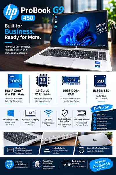 Hp Probook 450 G9 | intel core i7, 12th ge Intel Core i7, 12th gen CPU