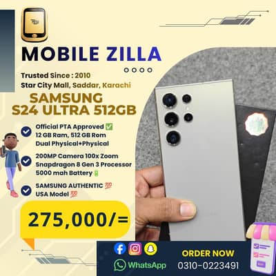 Samsung S24 Ultra, 512GB Official PTA, Brand New Condition,