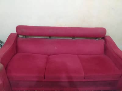 5 Seater Red Sofa Set 3+1+1_Used _condition_urgent sale karachi