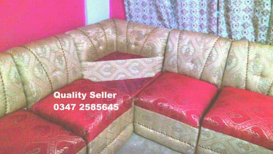 SOFA SET L SHAPE 6 SEATS ONE TABLE AND ONE CORNER