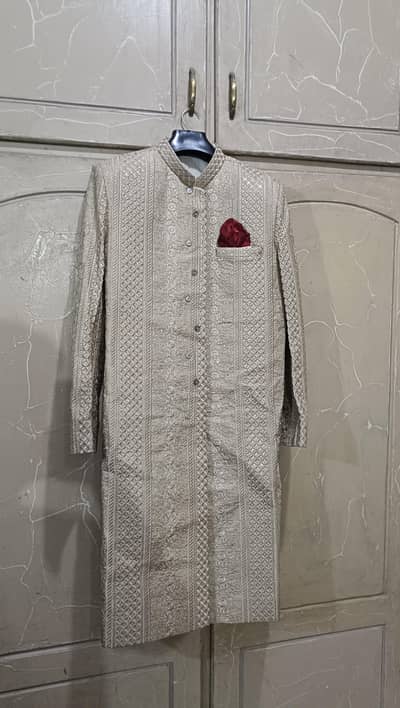 Branded sherwani, kula, dupatta and khusa available. See details