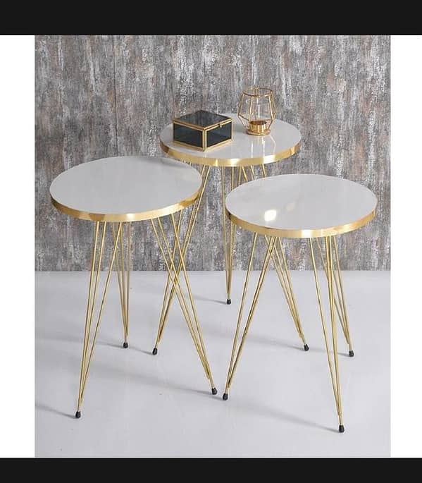 T  Wood Round Nesting Table With Metal Stand Set of 3 Round table Table Decoration coffee table round coffee table dining table
