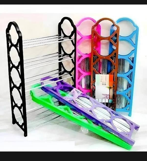 T  4 Layers  Layers Stock Non-Breakable Shoe Rack Shoe Shelf - Multicolor