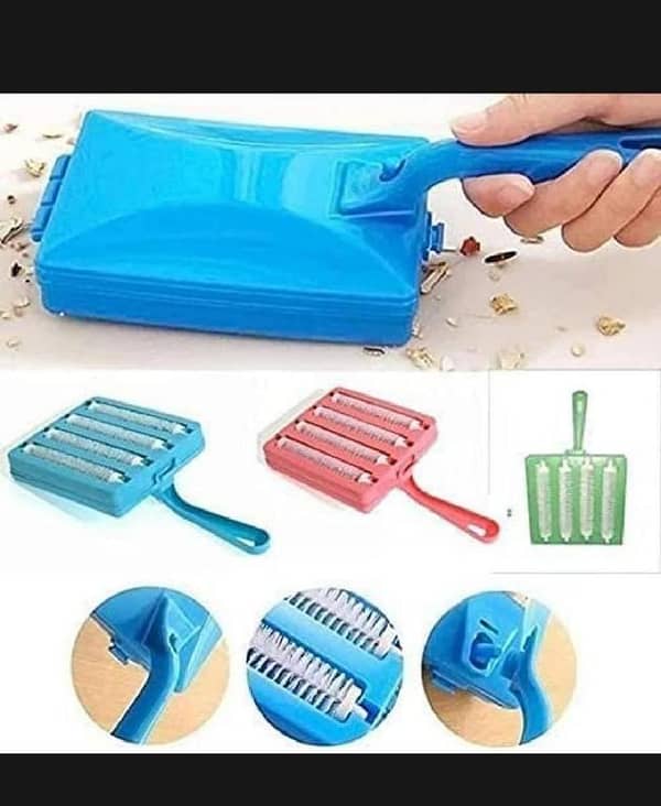 T  Season-appropriate, premium quality, manual carpet cleaner with four rolling brushes, three roller brushes, four brushes for pet hair, and a sofa and bed cleaner with four, three, and two roller brushes.