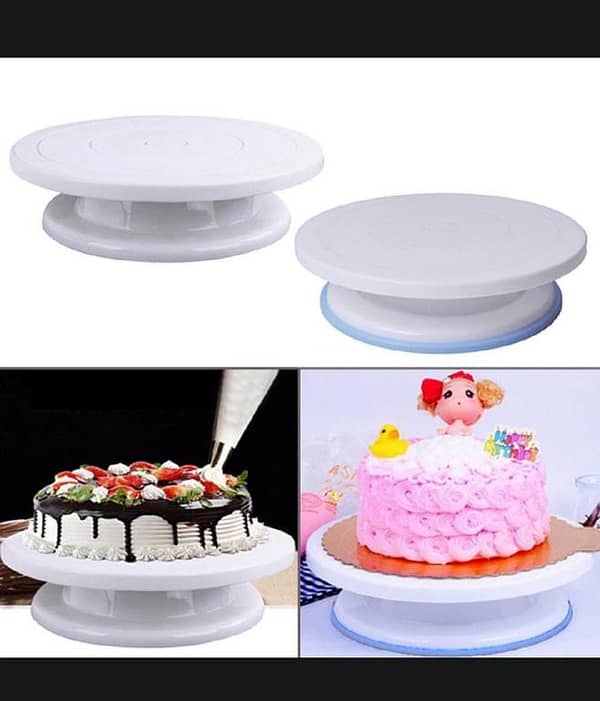 T  This is a high-quality, smoothly rotating 11-inch cake turntable. Cake turntable, decorating kit for cakes, display stand, baking equipment, accoutrements, cookie and cupcake supplies