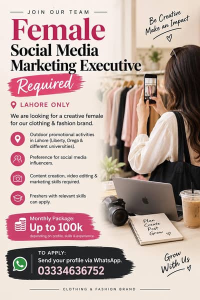 Female Social Media Marketer Required