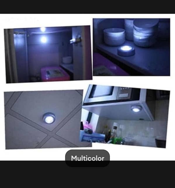 T  New 3 LED Touch Control Night Lamp For Wardrobe Bedroom Stairs Kitchen Self-Adhesive Wireless LED Under Cabinet Light Battery Powered Closet Light
