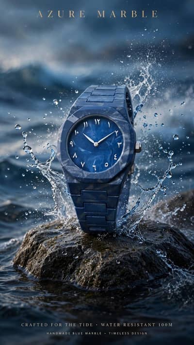 Azure Marble Watch – 100M Water Resistant Timeless Design