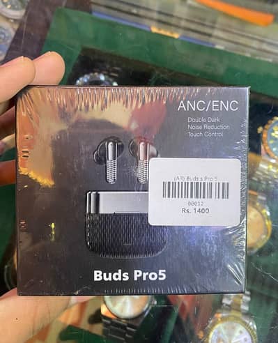 Pro 5 TWS ANC Earbuds Black & White - Brand New Box Pack - 1349