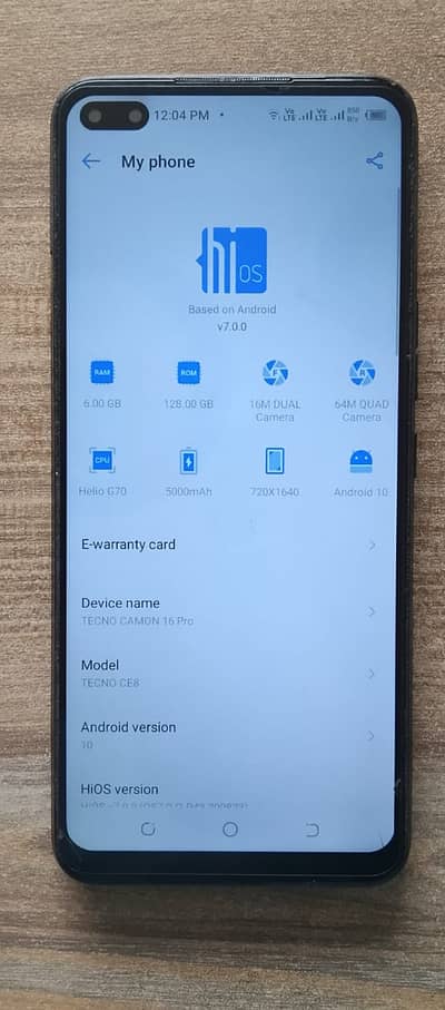 Tecno CAMON 16 SE WITH BOX 4/128 READ ALL ADD