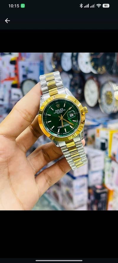 Rolex style mens date day watch