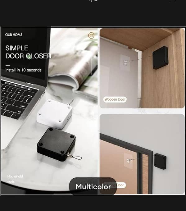 T  Automatic Door Closer Multipurpose No Punch Door Sticker Installation 500g-1000g Tension Closing Device See Automatic Door Hardware Soft Close Furniture Hardware Door Lock