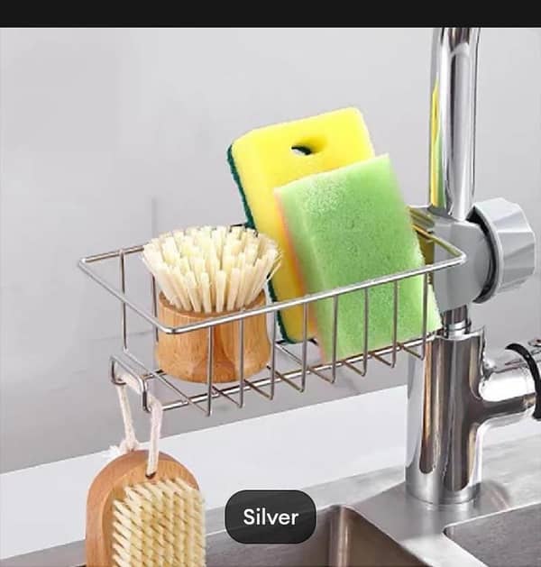T  Kitchen Stainless Steel Adjustable Faucet Drain Rack Free Perforated Sink Rag Sponge Storage Rack Bathroom Soap Storage Holder