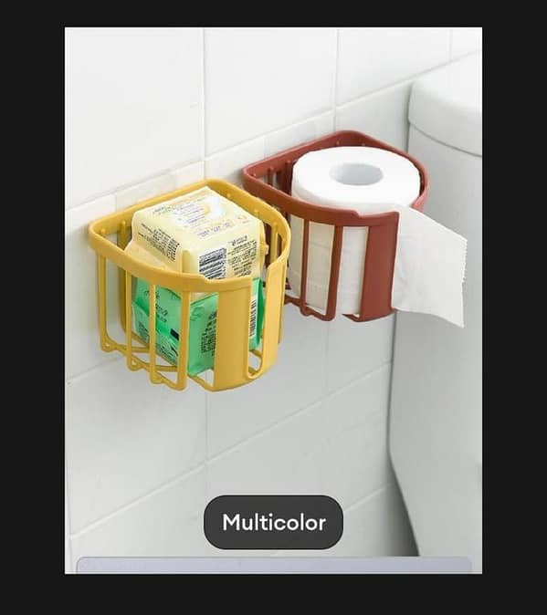 T   New Punch-Free Toilet Paper Shelf Bathroom Kitchen Tissue Box Wall-Mounted Sticky Paper Storage Box Toilet Holder Bathroom Supplies