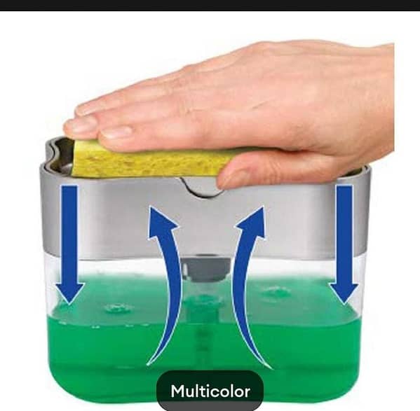 T  2-in-1 Pump Soap Dispenser and Sponge Caddy For Dish Soap And Sponge 13 ounces