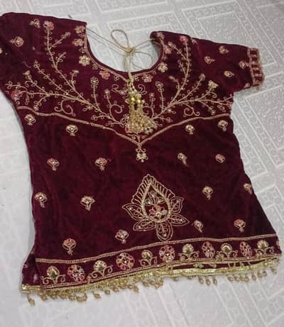 mahroon bridal lahenga heavy velvet zari work 3 piece complete set abd