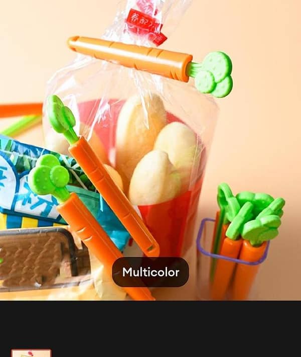 T  Pack of 5 Imported Plastic Sealing Clips Cute Carrot Shape Snack Portable Food Snack Seal Bag Clips for Kitchen Storage Organization Tools