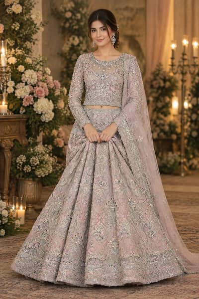 Republic Womenswear Walima Lehenga - Powder Pink - Worn Once