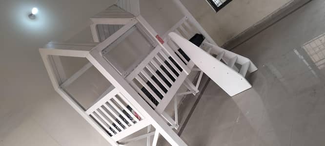 wooden kids bed with matress