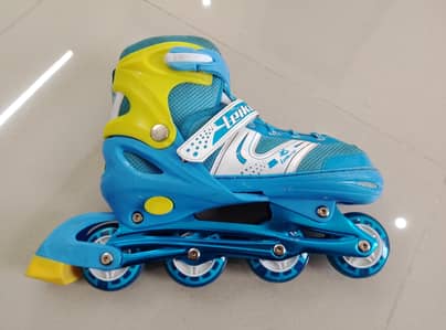 Adjustable Inline Roller Skates for Kids & Adults | Blue & Yellow