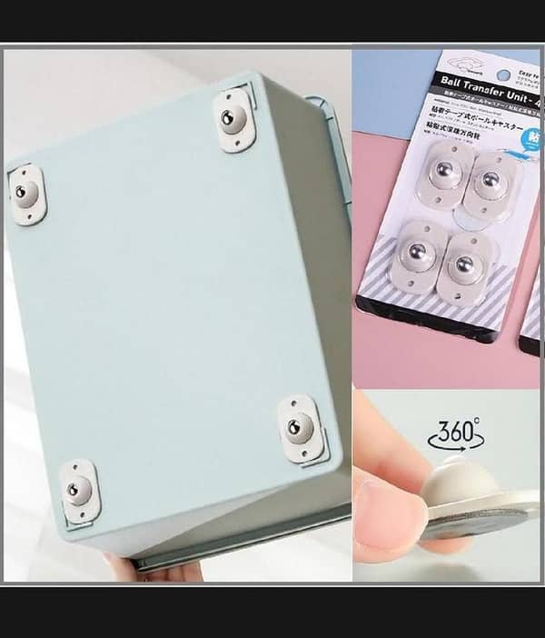 T  New Arrival 4Pcs Universal Self-adhesive Directional Roller Garbage Can Wheel Storage Box Bottom Universal Wheel Pulleys Kitchen Accessories