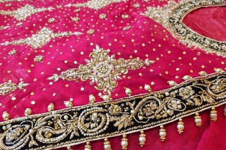 Bridal Heavy Embroidered Frock Maxi - Diamond Zari + Pearl Latkan