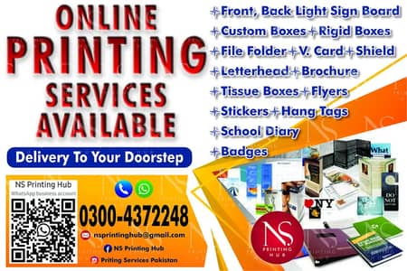 printing services, boxes, card, sticker, diaries, flyer, hand bag, tag