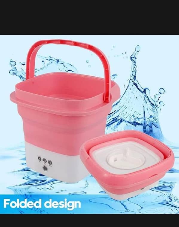 T  Portable Mini Washing Machine, Foldable Small Laundry Tub with Drain Basket Lightweight Washer Ultrasonic Cleaning Touch Screen and Timer Reusable Washing Machine for Baby Clothes Underwear Bra Sock