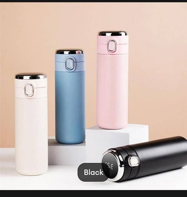T  Smart Sports Water Bottle with LED Temperature Display Double Wall Vacuum Insulated Water Coffee Thermos Bottle Stay Hot 24 Hrs