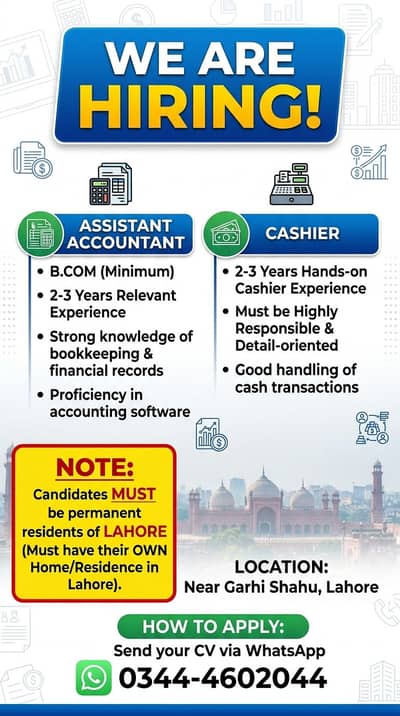 Assistant Accountant & Cashier
