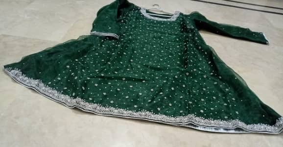 Dark Green and Silver Short Frock