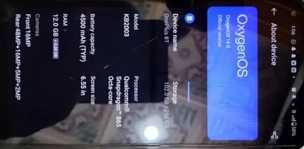 One Plus 8T 12 256 variant snapdragon octacore