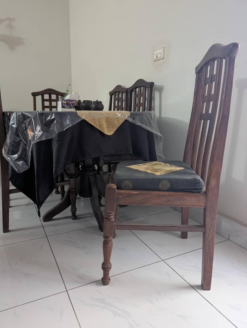 Solid Wood Dining Table with 6 Chairs, 0