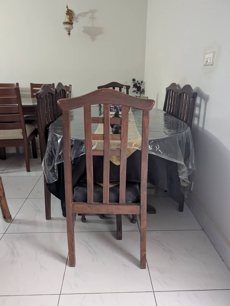 Solid Wood Dining Table with 6 Chairs, 1