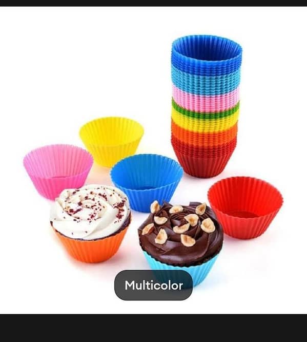 T   Pack of 6 - Round Shape Silicone Muffin Cup Cake Mould