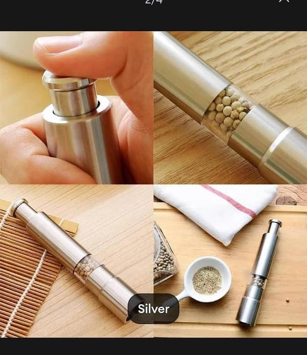 T  Premium Stainless Steel Salt Grinder and Pepper Mill Set for Pepper Sea Salt Himalayan Salt and Spices with Thumb Button for One Hand Operation
