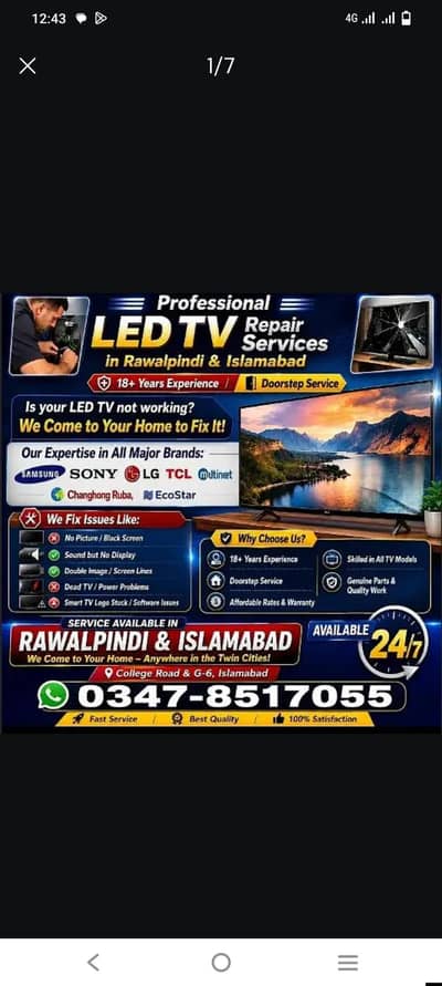 Specialist LCD / LED Repairing Services – Home Service Available