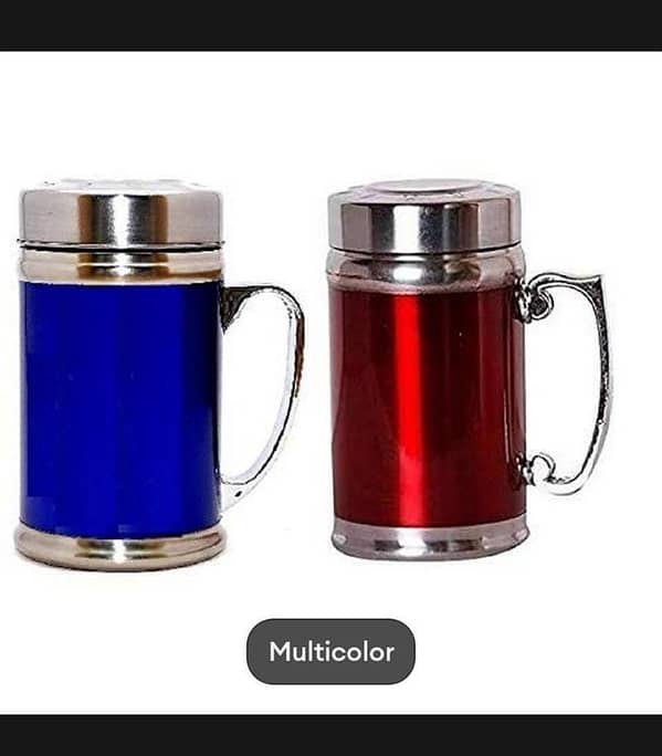 T  Multicolor Gentry Travel Stainless Steel Heated Thermos Cup Coffee Tea Milk Mug Drink Flask With Cover Lid and Strainer 420ML