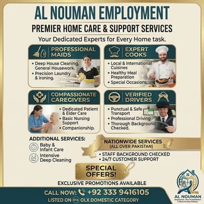 Babysitters, House Maid , Cook, Chef, Helper, Driver, Couple Maids