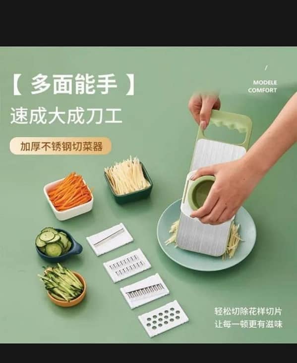 T  Kitchen 5 In 1 Stainless Steel Safe Multifunctional Manual Vegetable Slicer Cutter Potato Shredders Garlic Carrot Grater Chopper