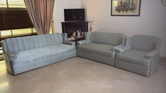 6 Seater Sofa Set (3+2+1) - Mint Green, Good Condition