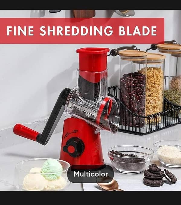 T   Cheese Grater Rotary, Rotary Grater for Kitchen, Kitchen Grater Vegetable Slicer with 2 Drum Blades, Fast Cutting Cheese Shredder for Vegetables and Nuts