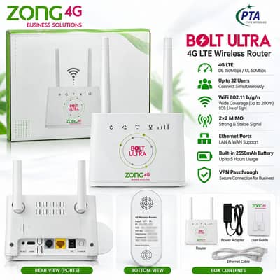 Zong 4G Bolt Ultra Router PTA Approved Zong All SIM COD Available
