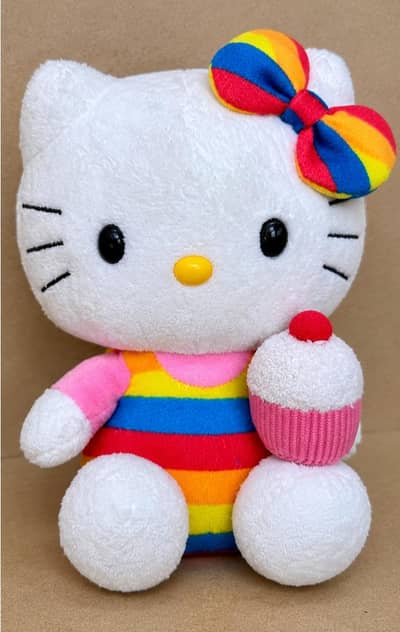 Cute Hello Kitty Rainbow Soft Plush Toy with Cupcake