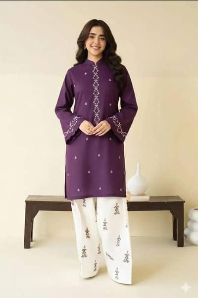 2 piece women unstitched embroidered suit