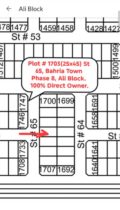 Owner Plot # 1703, St 65 Ali Block BT Phase 8