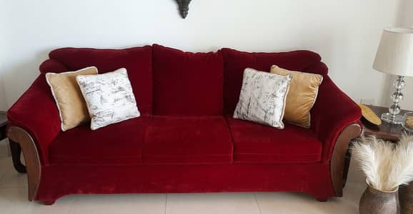 Velvet 5-Seater Sofa in Maroon