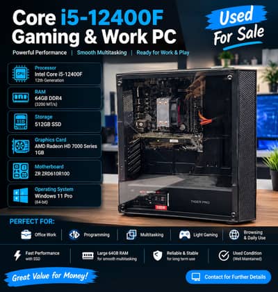 Powerful Core i5-12400F Gaming & Work PC for Sale