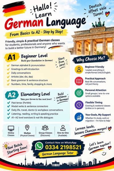 German Language Tutor A1 & A2 Online Classes
